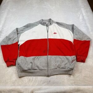Vintage Nike Track Jacket Red White‎ Grey Color Block Athletic Mens XL